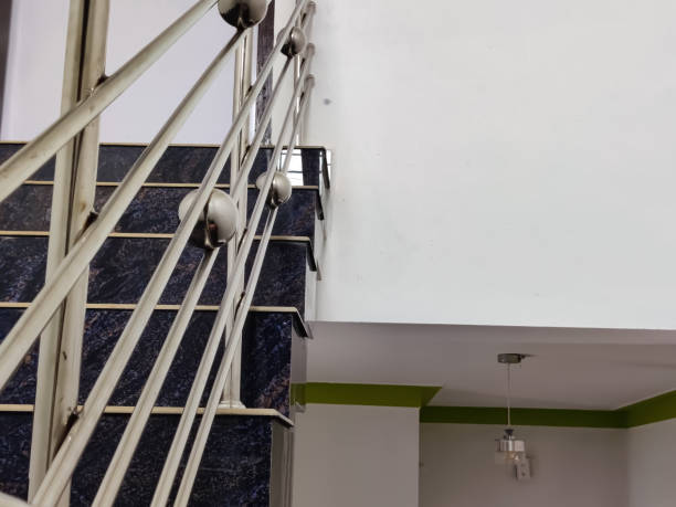 istock Traditional steel stair handrail interior view 1406502529