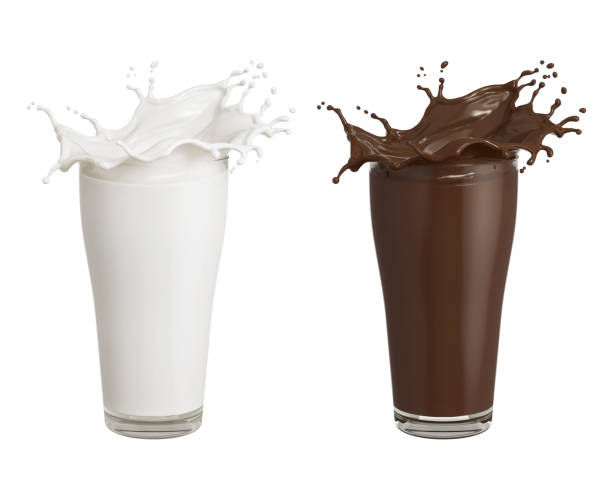 istock Chocolate and Milk Splash in the glass on white background with clipping path,3d rendering. 1406505003