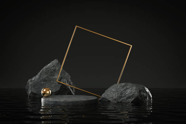 istock Abstract background for cosmetic product display, stone podium minimal background. 3d rendering. 1406505007