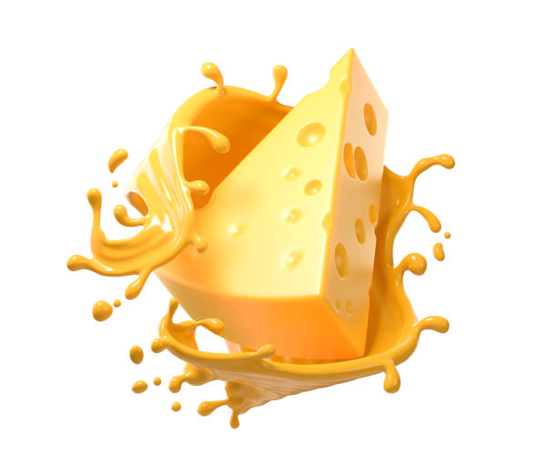 istock Cheese sauce splashing in the air with cheddar cheese, 3d rendering. 1406505055