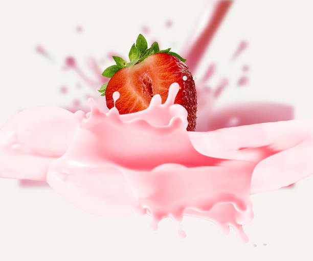 istock strawberry and milk splash, strawberry yogurt 1406509188
