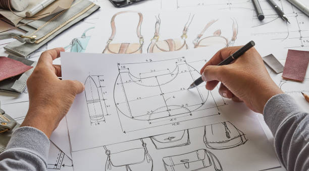 istock Designer stylish sketch Drawn design template pattern made leather clutch bag handbag purse Woman female Fashionable Fashion Luxury Elegant accessory. 1406509406