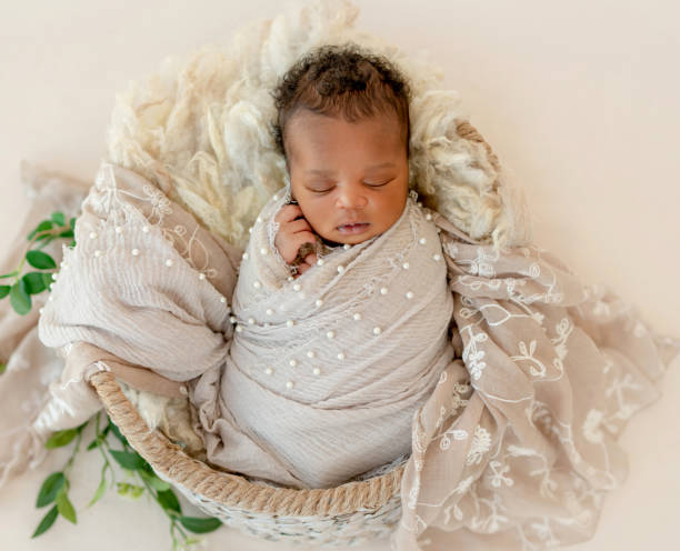 istock Newborn baby in basket 1406510570
