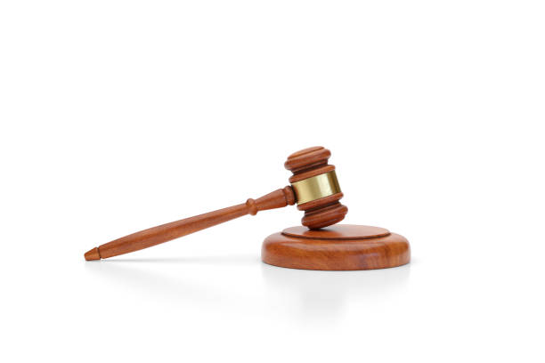 istock Wooden gavel isolated on white background. Justice concept. 1406513138