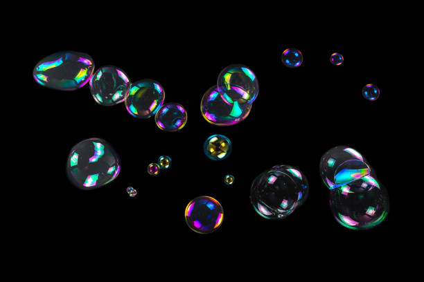 istock Soap bubbles isolated on a black background 1406514386