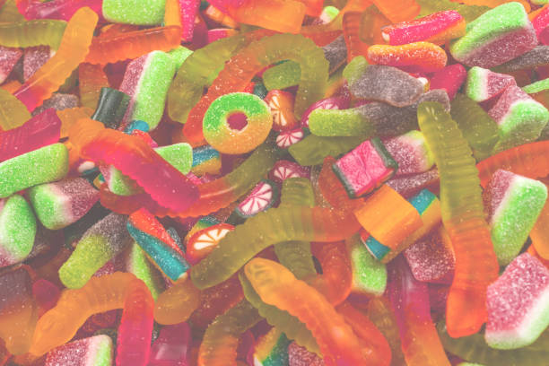istock Assorted gummy candies. Top view. Jelly  sweets background. 1406514419