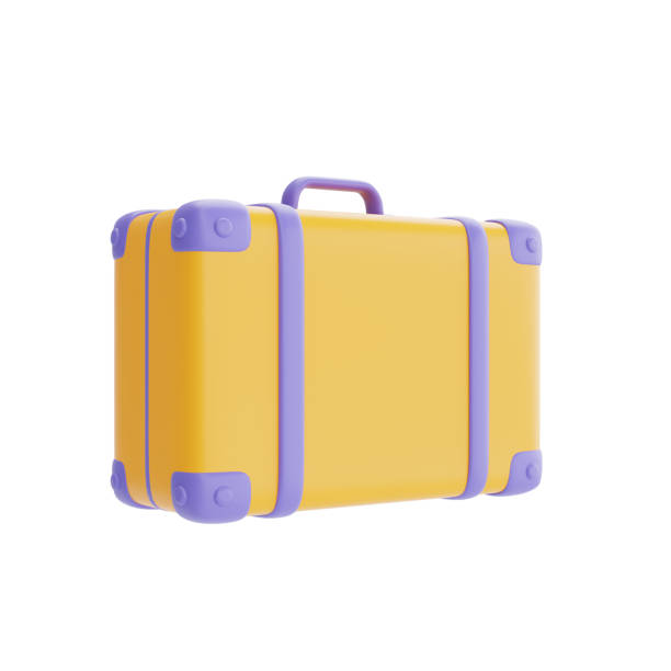istock Yellow suitcase isolated on light background, holiday vacation, Time to travel, 3d rendering 1406515320