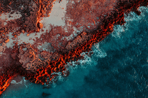 Aerial image above the Indian Ocean in Australia