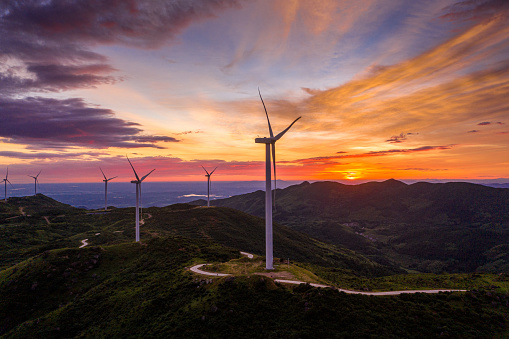 Wind Power and Alpine Morning Glow