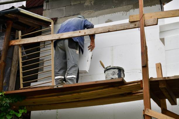 istock Energy saving by insulating the roof house with white polystyrene 1406527319
