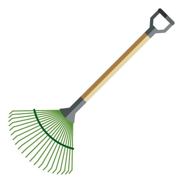 garden rake, forks vector icon, flat style. - 耙 農業器材 幅插畫檔、美工圖案、卡通及圖標