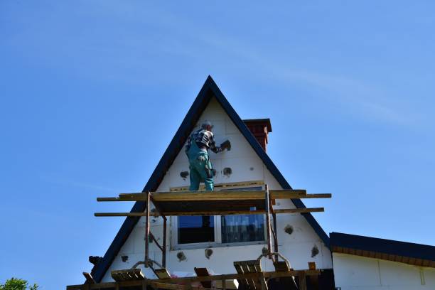 istock Energy saving by insulating the roof house with white polystyrene 1406527585