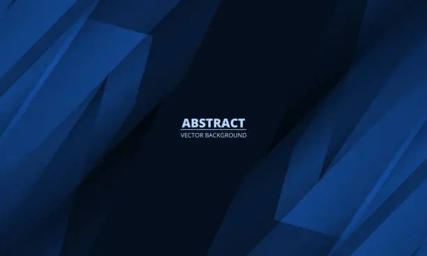 Vector illustration of Dark blue modern abstract background with diagonal geometric objects.