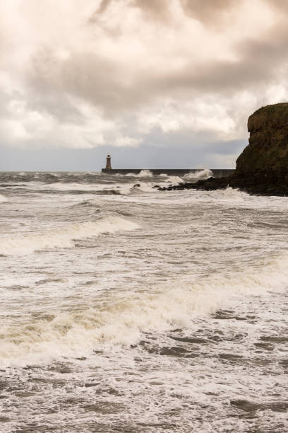 istock Rough seas on a cloudy day at Tynemouth, England 1406530374