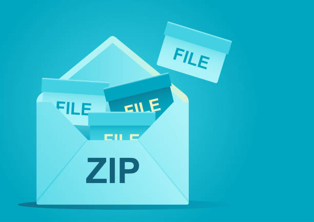 Zip files code info graphic Vector illustration of zip files info graphic large envelope stock illustrations