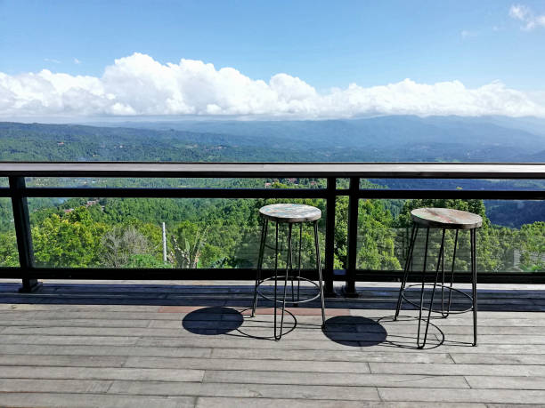 istock Wood terrace with with beautiful views during nice weather and blue sky 1406532307