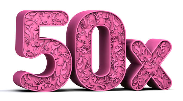 istock 50x 3d floral text isolated on white background. Sale concept. 3d illustration. 1406536724