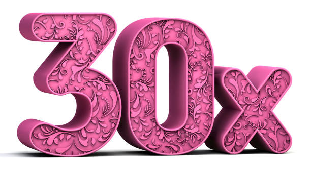 istock 30x 3d floral text isolated on white background. Sale concept. 3d illustration. 1406536769
