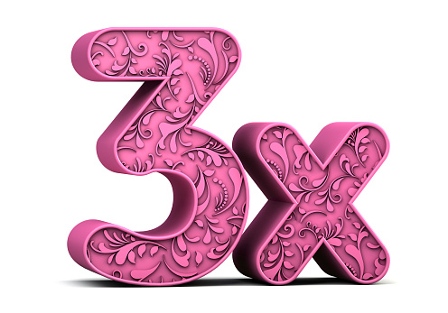 3x 3d floral text isolated on white background. Sale concept. 3d illustration.
