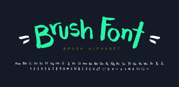 Brush Font Vector Hand Drawn Alphabet Font. Brush painted letters set. brush stroke alphabet stock illustrations