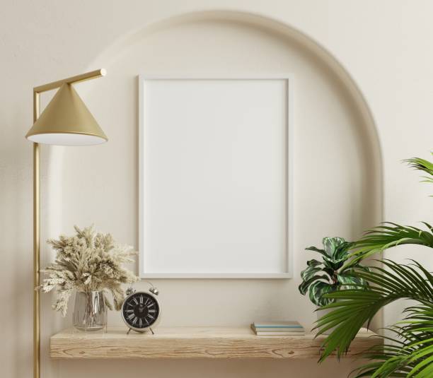 istock Poster mockup with vertical white frame in home interior background. 1406538525