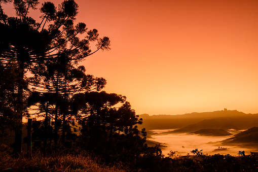Beautiful landscape of São Bento do Sapucai valley during sunrise.