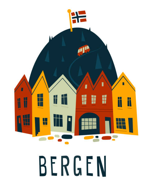 Bergen Norway Illustration A stylized illustration of the famous houses in Bergen bergen stock illustrations