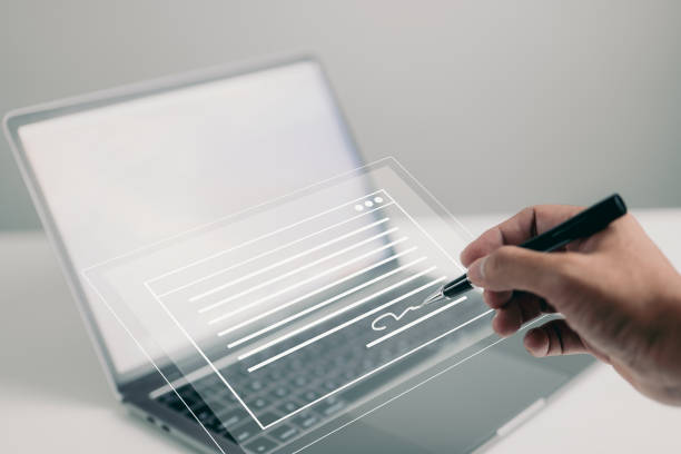 istock electronic signature concept. electronic document, digital form attached to an electronically transmitted document, verification of intent to sign an agreement and legal deal. 1406545649