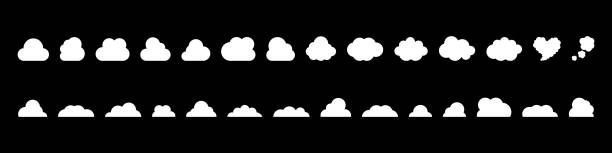 большой набор облаков иконок векторная иллюстрация изолирована на фоне. - cloudscape computer business mobile phone stock illustrations