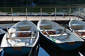 istock boat with oars on the pier in the park 1406547935