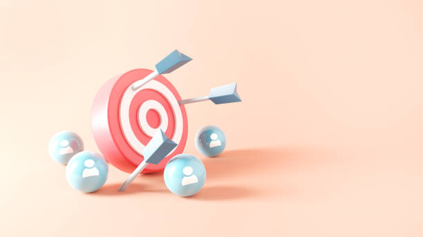 istock Blue arrows missed hitting target mark on blue background. Multiple failed inaccurate attempts to hit archery target. Target customer failure concept. 1406548313