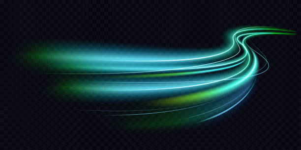 遠近法での抽象的な緑色の青色波光効果 - green background wave abstract light点のイラスト素材／クリップアート素材／マンガ素材／アイコン素材