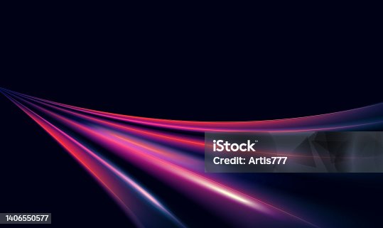 istock Speed motion abstract violet purple light effect at night 1406550577