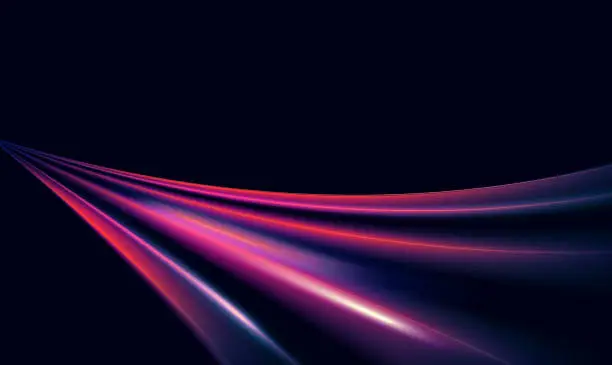Vector illustration of Speed motion abstract violet purple light effect at night