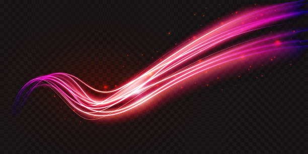 ilustrações de stock, clip art, desenhos animados e ícones de luminous pink purple neon shape wave, wavy glowing bright flowing curve lines bstract light effect - flowing water flash