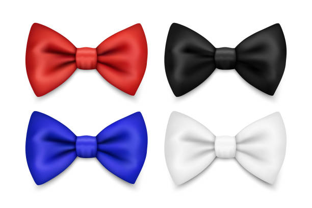Vector 3d Realistic Red, Blue, White, Black Bow Tie Icon Set Closeup Isolated. Silk Glossy Bowtie, Tie Gentleman. Mockup, Design Template. Bow tie for Man. Mens Fashion, Fathers Day Holiday Vector 3d Realistic Red, Blue, White, Black Bow Tie Icon Set Closeup Isolated. Silk Glossy Bowtie, Tie Gentleman. Mockup, Design Template. Bow tie for Man. Mens Fashion, Fathers Day Holiday. bow tie stock illustrations