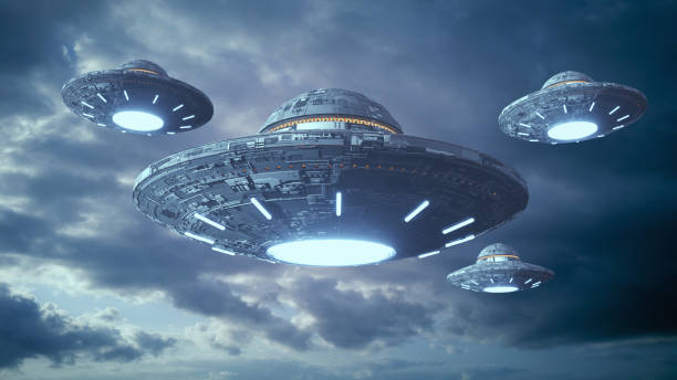 3d render. UFO spaceship concept stock photo