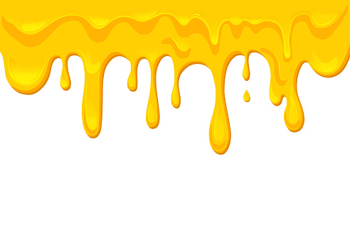 Flowing Melted cheese  isolated on white background. Processed cheese wallpaper .Borders of a vector cartoon of hot cheddar, parmesan.