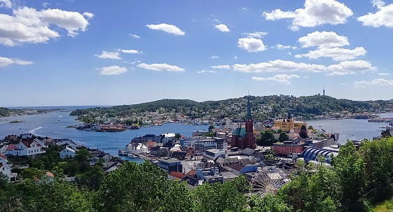 Top of Arendal with a magical view over the town and fjords