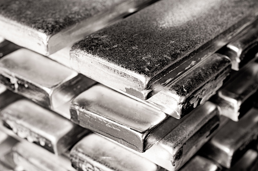 stacked silver bars, silver reserves, stocks