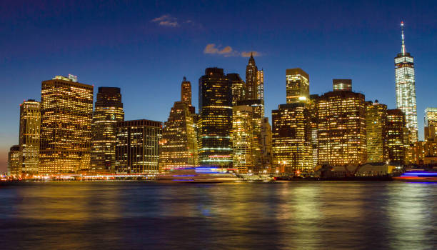 istock Lower Manhattan skyline at blue hour from Brooklyn 1406572469