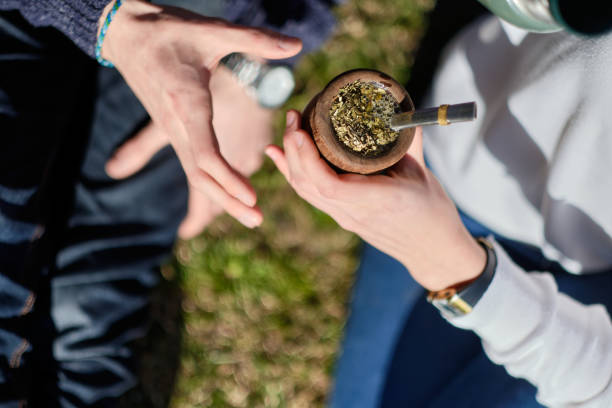 istock Women’s Hands Taking a Pumpkin with Mate: Traditional South American Drink 1406572492