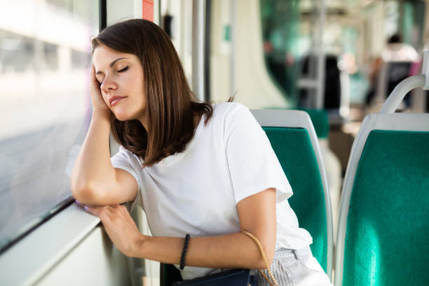 istock Girl sleeps sitting in tram 1406576507