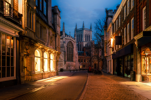 Night city scene of Cambridge, UK