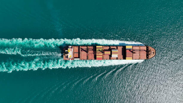 istock aerial top view container ship Park for import export logistics in pier 1406581483
