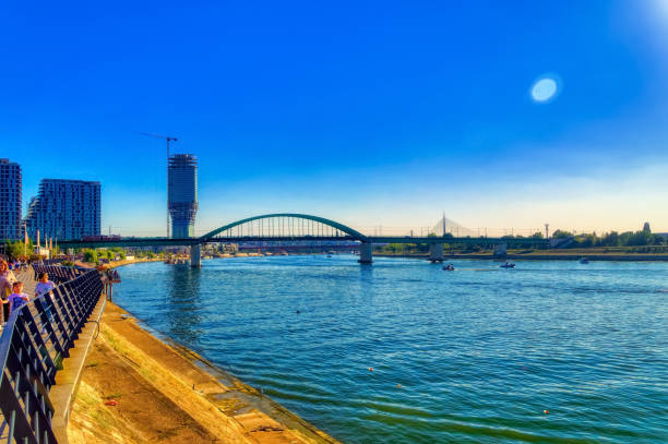 Belgrade tower under construction in Belgrade, Serbia. Belgrade, Serbia, September 11 2021: Belgrade tower under construction in Belgrade, Serbia. panoramic riverbank architecture construction site stock pictures, royalty-free photos & images