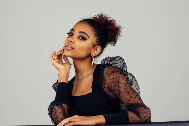 istock Beautiful afro woman with perfect make-up 1406583905