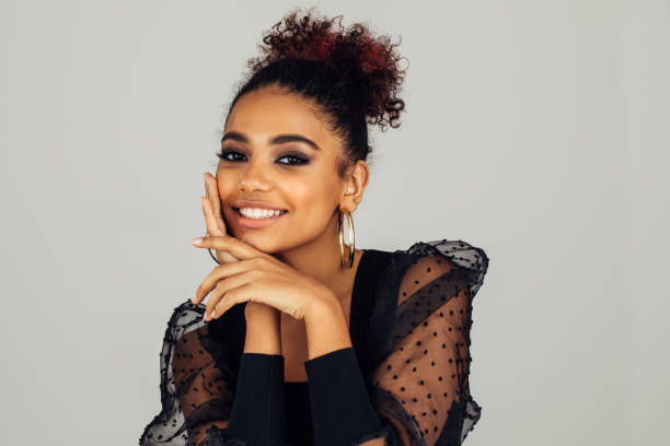 istock Beautiful afro woman with perfect make-up 1406583934
