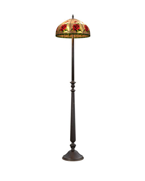 istock Vintage floor standing lamp with stained glass shade. 3D rendering isolated on white with clipping path. 1406584323