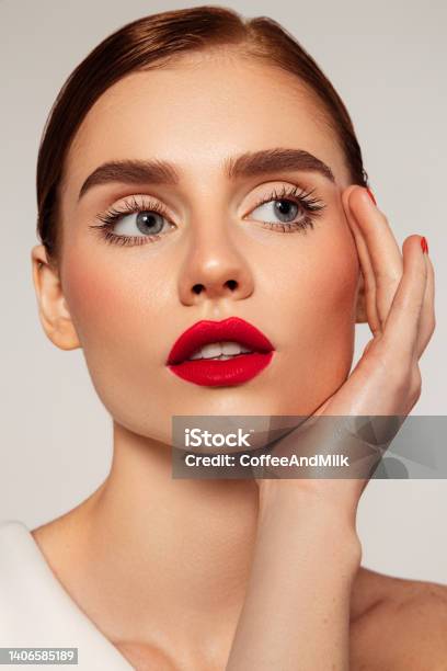Beautiful Emotional Woman Stock Photo - Download Image Now - Eyelash, Women, Make-Up